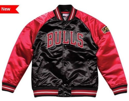 Mitchell & Ness Chicago Bulls Black Satin Varsity Jacket