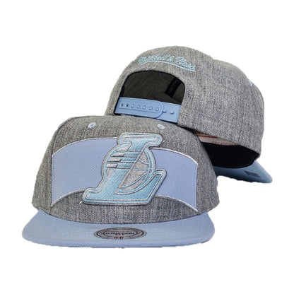 Mitchell & Ness Grey - Light Blue Los Angeles Lakers Snapback Hat