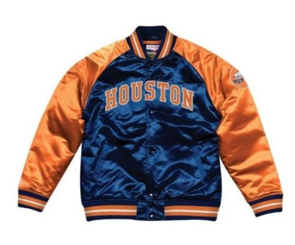Mitchell & Ness Houston Astros Navy Blue Satin Varsity Jacket