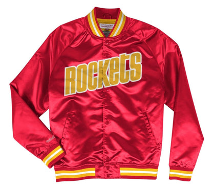 Mitchell & Ness Houston Rockets Red Satin Varsity Light Jacket