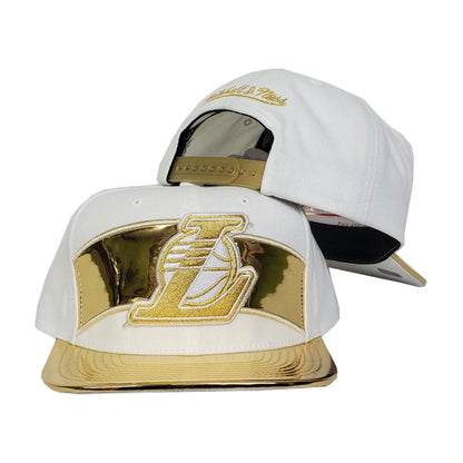 Mitchell & Ness White - Gold Los Angeles Lakers Snapback Hat