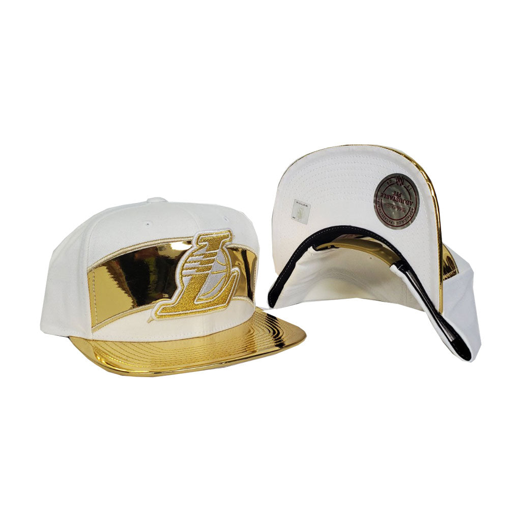 Mitchell & Ness White - Gold Los Angeles Lakers Snapback Hat