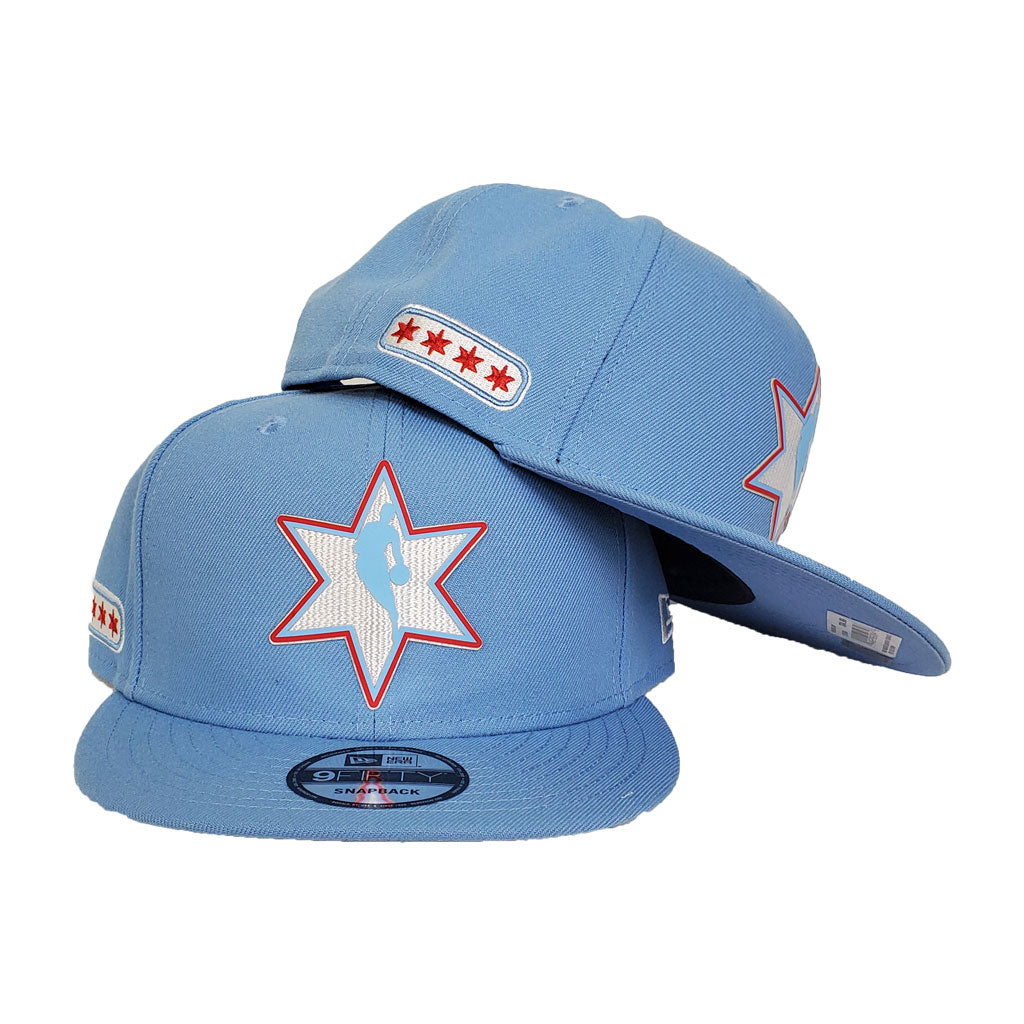 NBA Logo Man Chicago Bulls New Era Light Blue All-Star Game Flag Hook 9FIFTY Snapback Hat