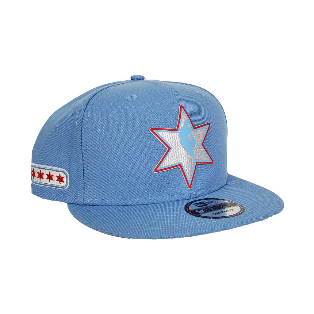 NBA Logo Man Chicago Bulls New Era Light Blue All-Star Game Flag Hook 9FIFTY Snapback Hat