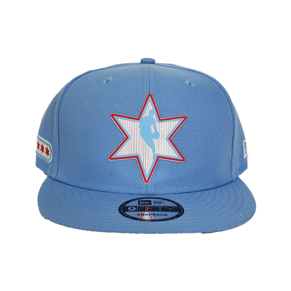 NBA Logo Man Chicago Bulls New Era Light Blue All-Star Game Flag Hook 9FIFTY Snapback Hat