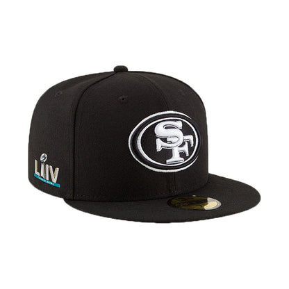 NEW ERA BLACK SAN FRANCISCO 49ERS SUPER BOWL LIV SIDE PATCH 59FIFTY FITTED HAT