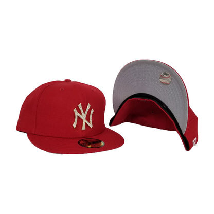 NEW ERA NEW YORK YANKEES RED GOLD CRYSTAL DIAMOND RHINESTONE FITTED HAT
