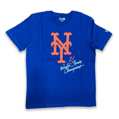 ROYAL BLUE NEW YORK METS 2X WORLD SERIES CHAMPIONS NEW ERA SHORT SLEEVE T-SHIRT