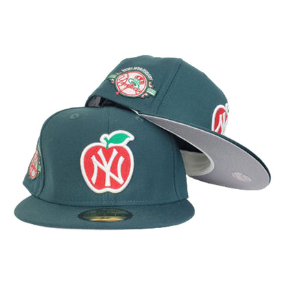 NEW YORK YANKEES DARK GREEN GRAY BOTTOM 100TH ANNIVERSARY BIG APPLE NEW ERA 59FIFTY FITTED
