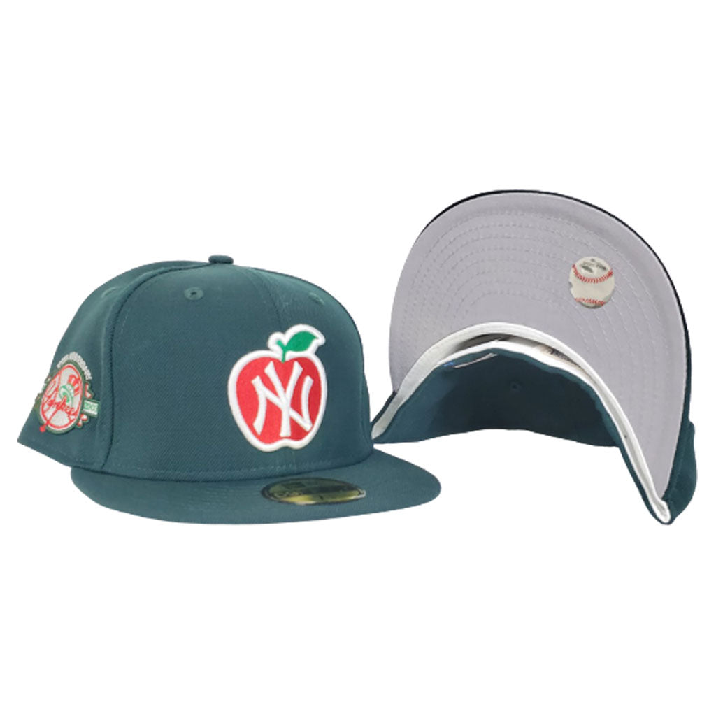 NEW YORK YANKEES DARK GREEN GRAY BOTTOM 100TH ANNIVERSARY BIG APPLE NEW ERA 59FIFTY FITTED