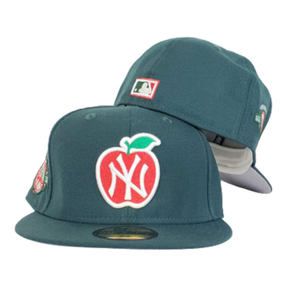 NEW YORK YANKEES DARK GREEN GRAY BOTTOM 100TH ANNIVERSARY BIG APPLE NEW ERA 59FIFTY FITTED