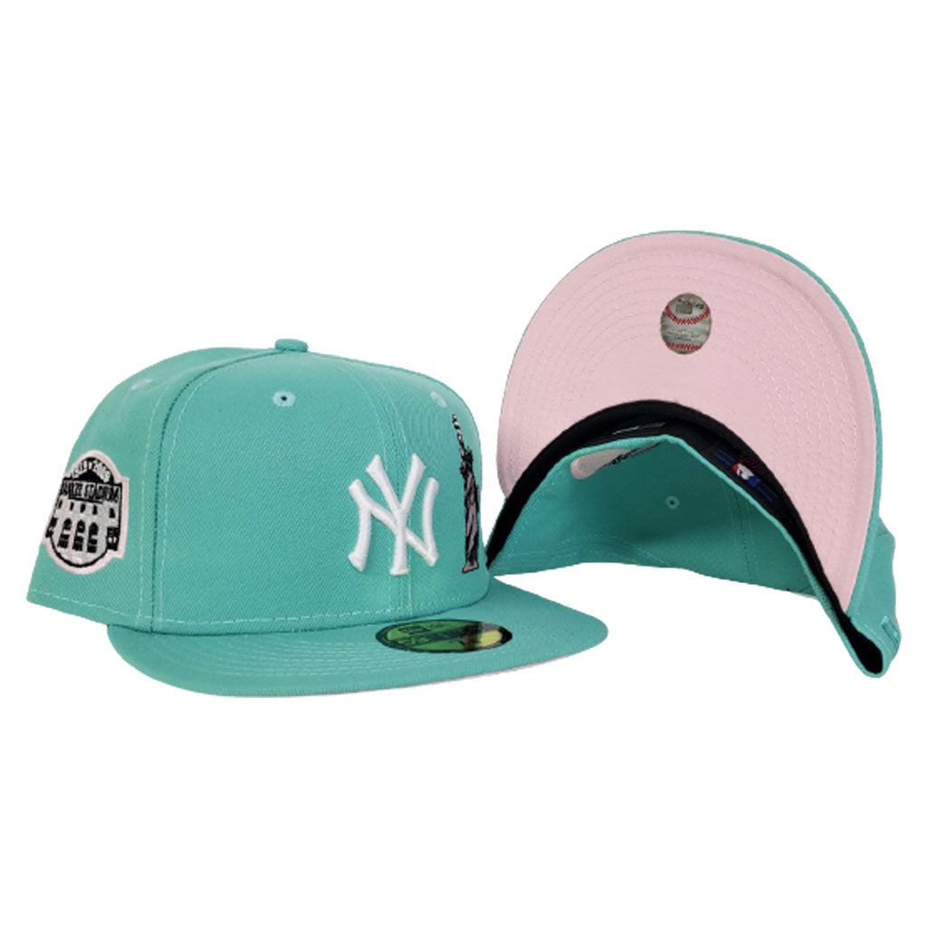 NEW YORK YANKEES MINT GREEN PINK BOTTOM STATUE OF LIBERTY NEW ERA 59FIFTY FITTED HAT