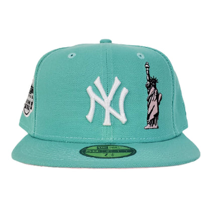 NEW YORK YANKEES MINT GREEN PINK BOTTOM STATUE OF LIBERTY NEW ERA 59FIFTY FITTED HAT