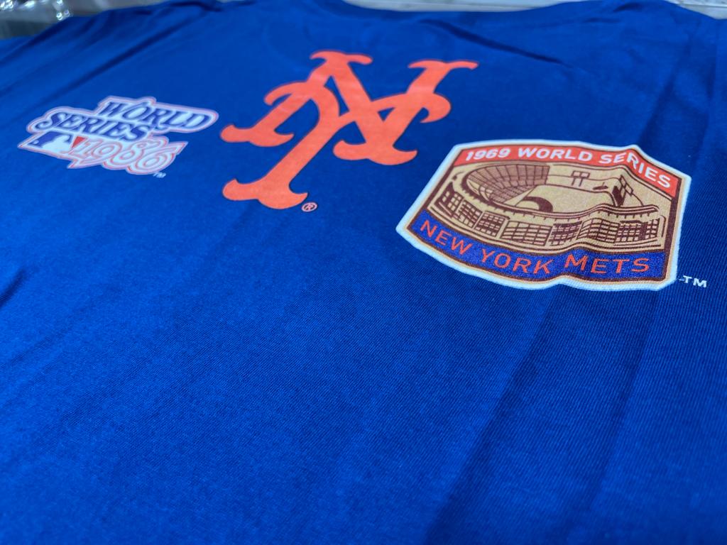 ROYAL BLUE NEW YORK METS 2X WORLD SERIES CHAMPIONS NEW ERA SHORT SLEEVE T-SHIRT