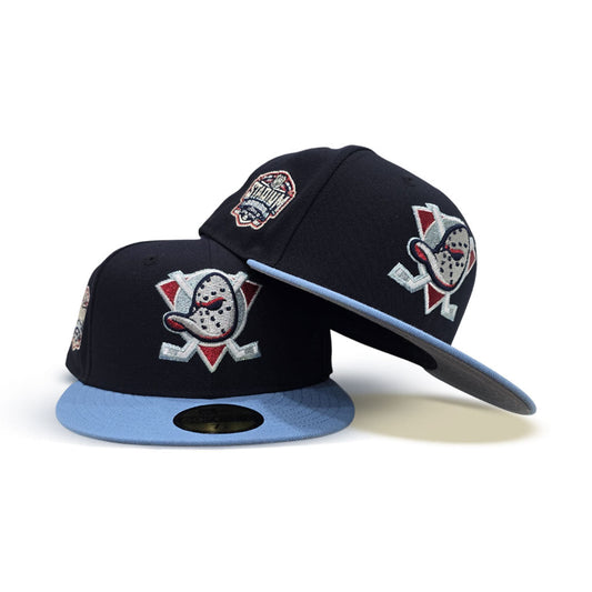 Navy Blue Anaheim Mighty Ducks Sky Blue Visor Gray Bottom 2015 Levi's Stadium Series Side Patch New Era 59Fifty Fitted