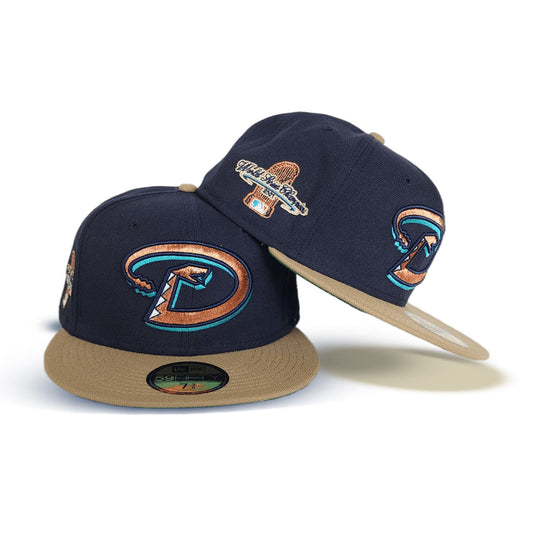 Navy Blue Arizona Diamondbacks Khaki Visor Green Bottom 2001 World Series Champions Side Patch New Era 59Fifty Fitted