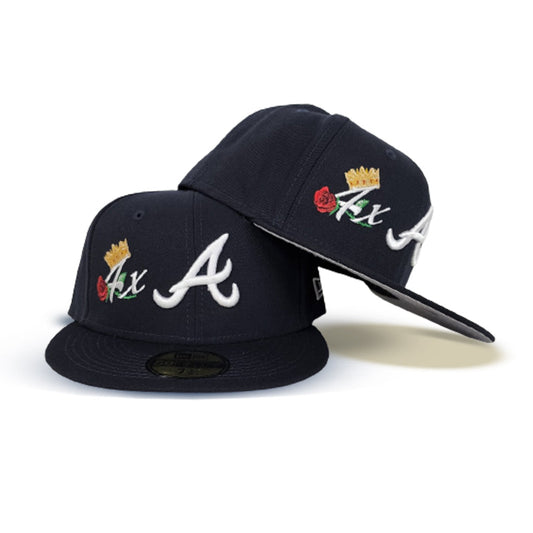 Navy Blue Atlanta Braves 3X World Series Champions Crown New Era 59Fifty Fitted