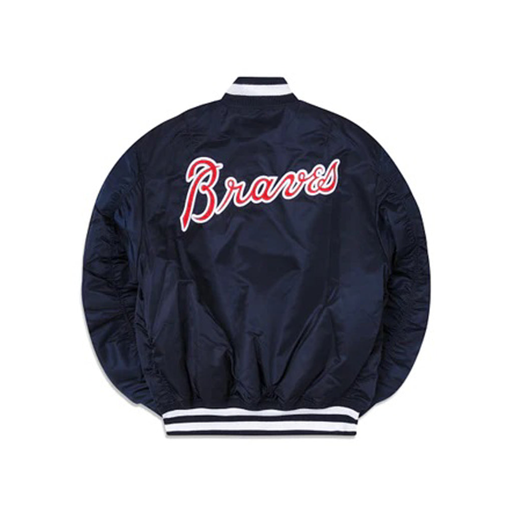 Navy Blue Atlanta Braves Alpha Industries X New Era Reversible MA-1 Bomber Jacket