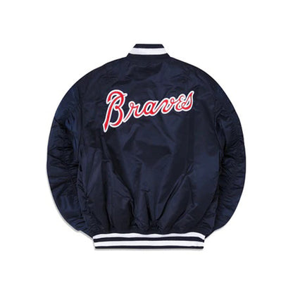 Navy Blue Atlanta Braves Alpha Industries X New Era Reversible MA-1 Bomber Jacket