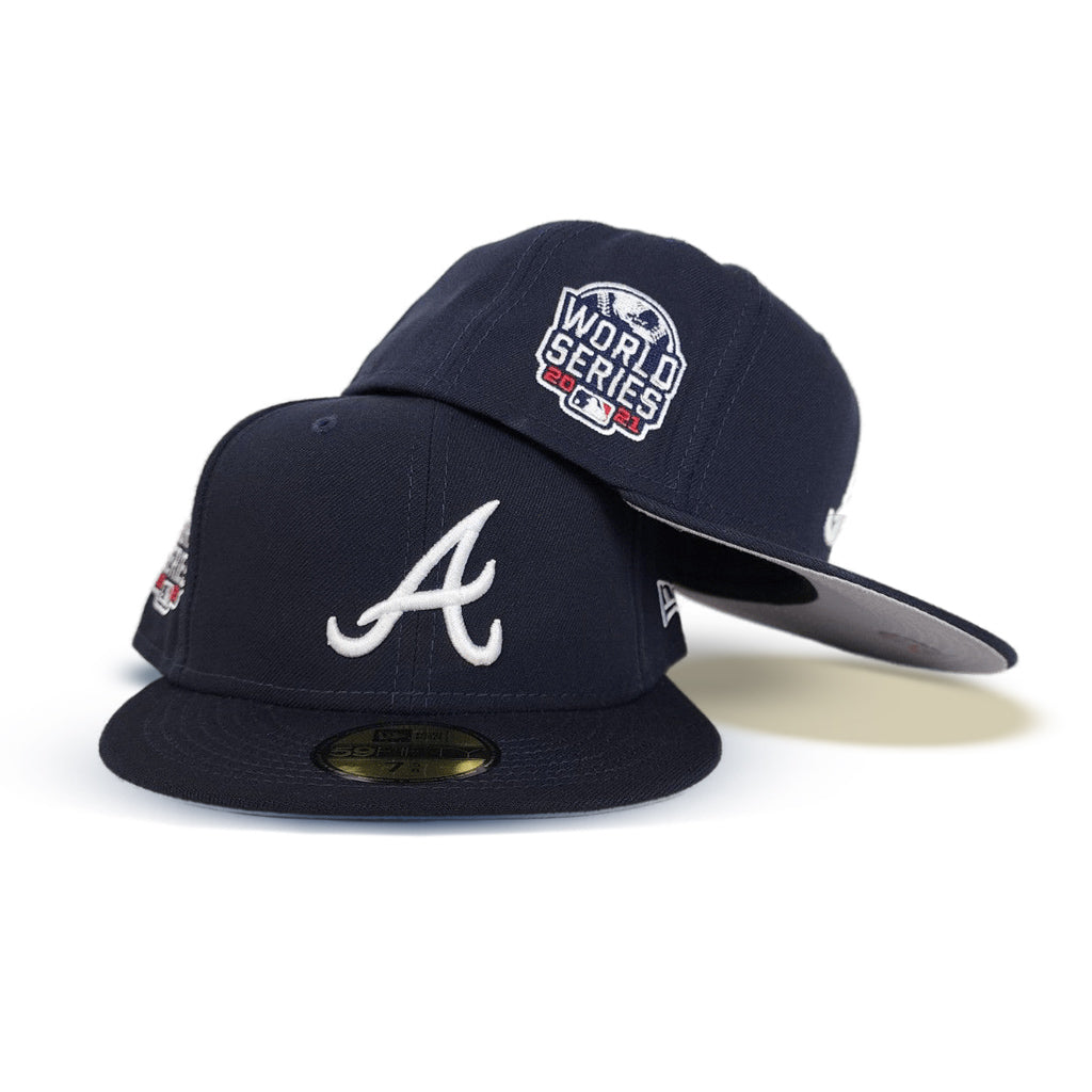 Navy Blue Atlanta Braves Gray Bottom 2021 World Series Side Patch New Era 59Fifty Fitted