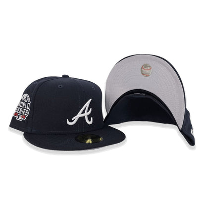 Navy Blue Atlanta Braves Gray Bottom 2021 World Series Side Patch New Era 59Fifty Fitted