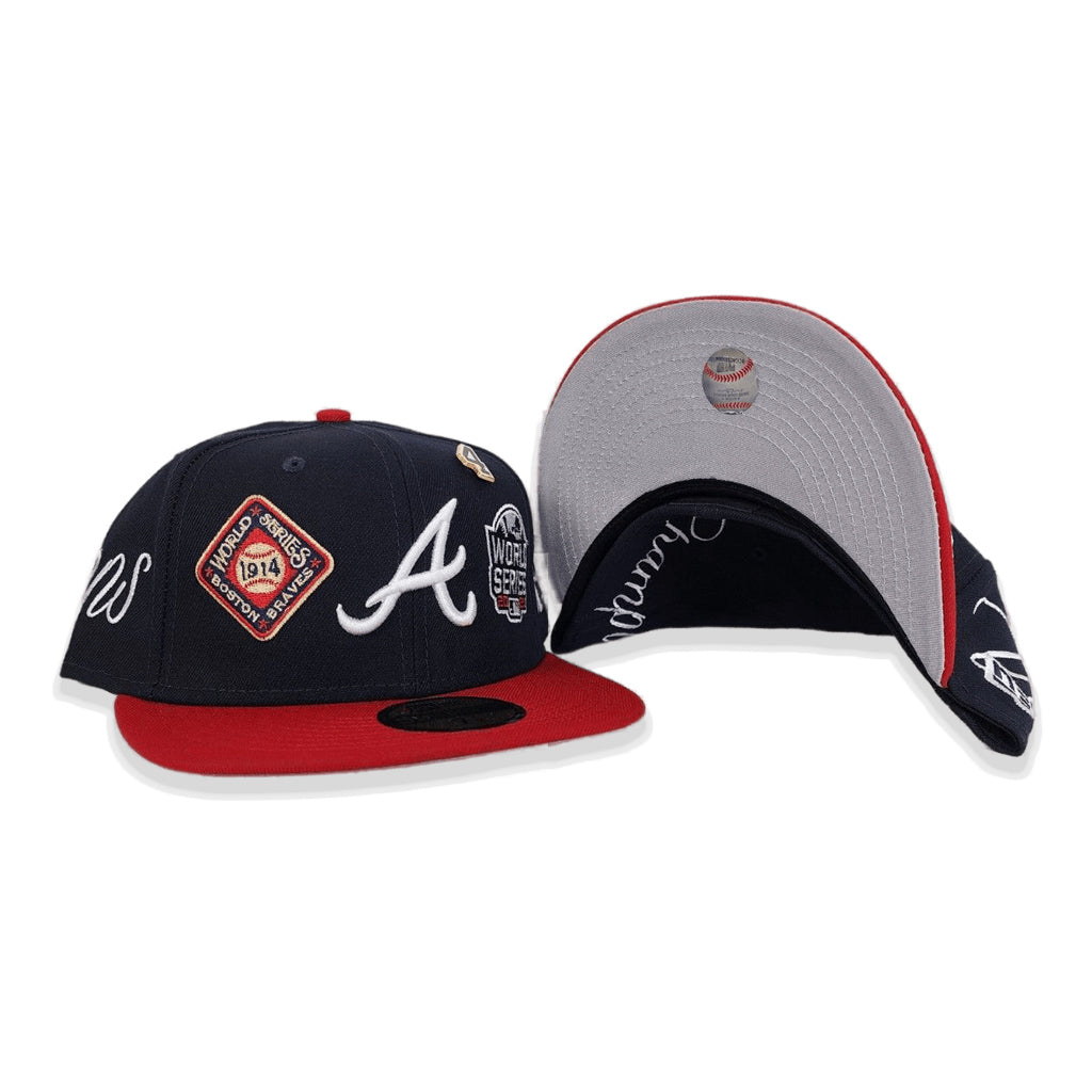 Navy Blue Atlanta Braves Histoic 4X World Series Champions New Era 59Fifty Fitted