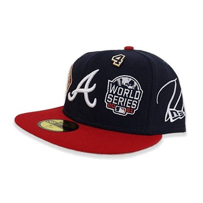 Navy Blue Atlanta Braves Histoic 4X World Series Champions New Era 59Fifty Fitted