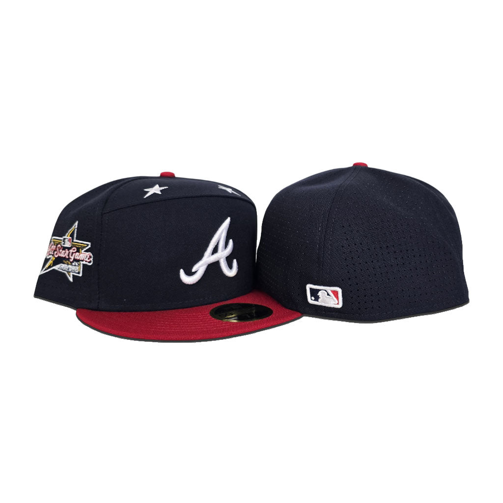 Navy Blue Atlanta Braves Red Visor Gray Bottom 2025 All Star Game Side Patch Split Panel New Era On-field 59Fifty Fitted