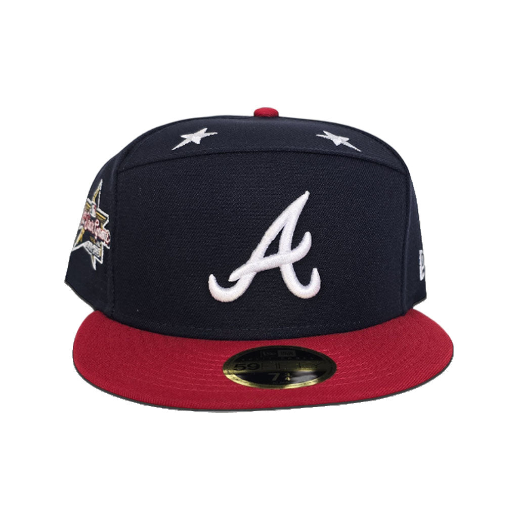 Navy Blue Atlanta Braves Red Visor Gray Bottom 2025 All Star Game Side Patch Split Panel New Era On-field 59Fifty Fitted
