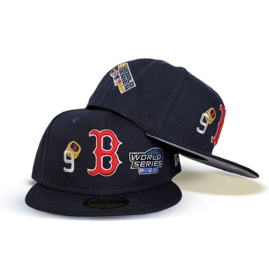 Navy Blue Boston Red Sox 9X World Series Champions Ring New Era 59Fifty Fitted