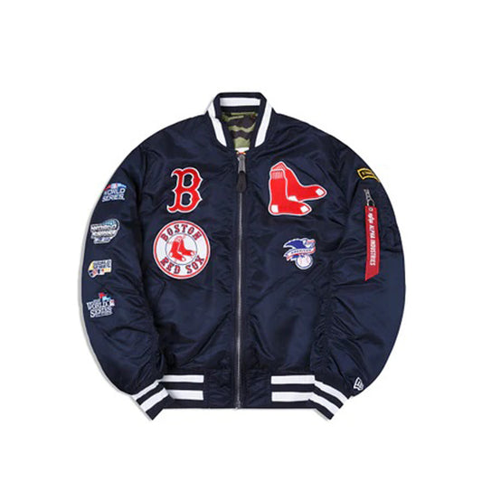 Navy Blue Boston Red Sox Alpha Industries X New Era Reversible MA-1 Bomber Jacket