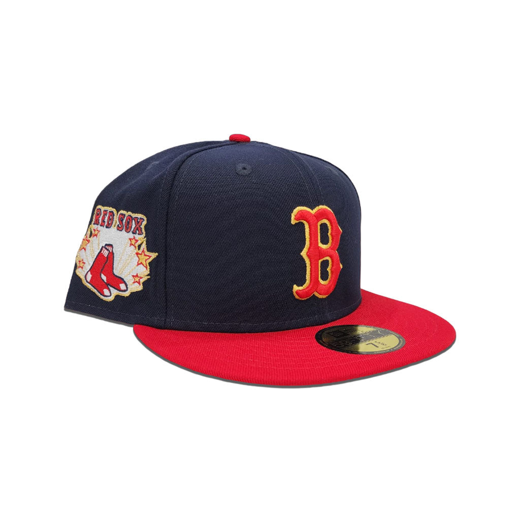 Navy Blue Boston Red Sox Red Visor Gray Bottom Gameday Gold Pop Stars Side Patch New Era 59Fifty Fitted
