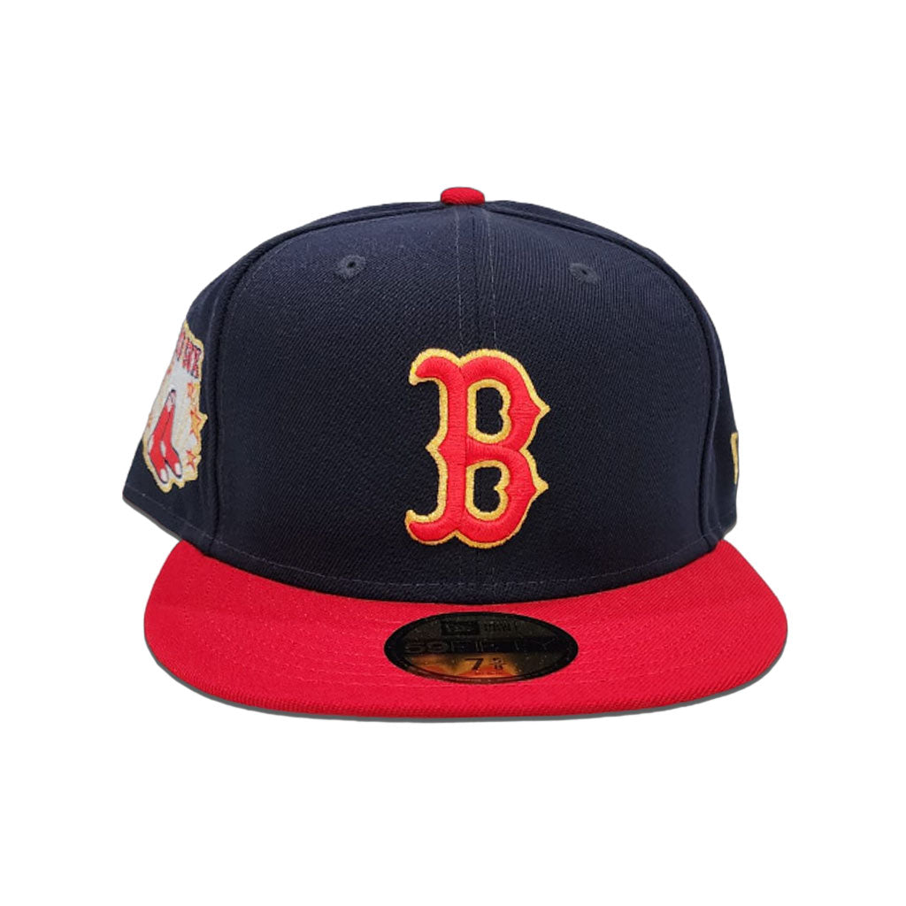 Navy Blue Boston Red Sox Red Visor Gray Bottom Gameday Gold Pop Stars Side Patch New Era 59Fifty Fitted