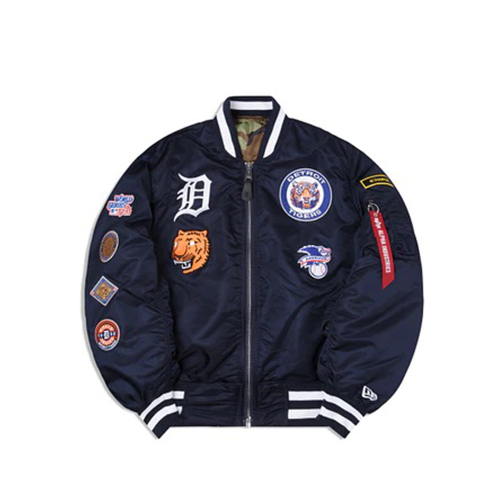 Navy Blue Detroit Tigers Alpha Industries X New Era Reversible MA-1 Bomber Jacket