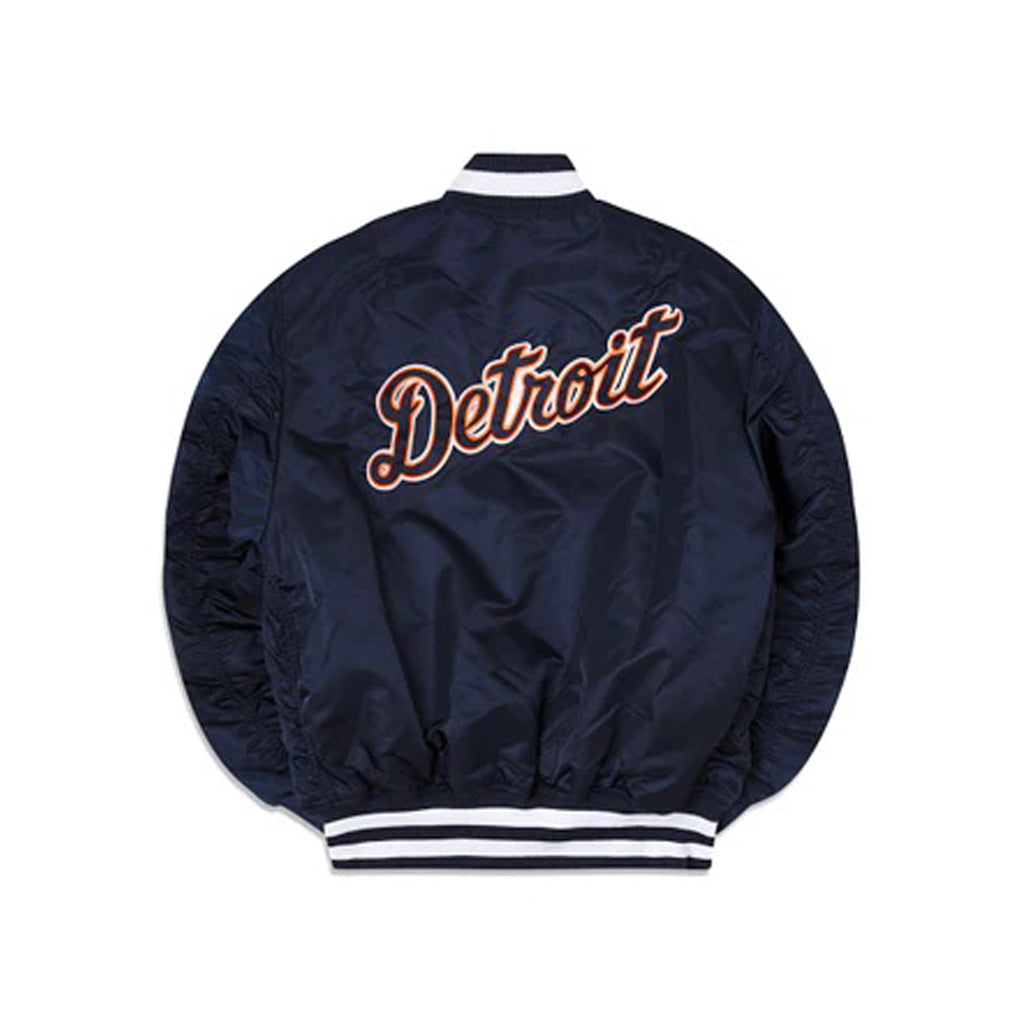 Navy Blue Detroit Tigers Alpha Industries X New Era Reversible MA-1 Bomber Jacket
