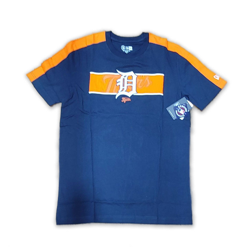 Navy Blue Detroit Tigers New Era Short Sleeve Team Taping T-shirt