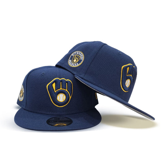 Light Navy Blue Milwaukee Brewers Gray Bottom Brewers Side patch New Era 9Fifty Snapback