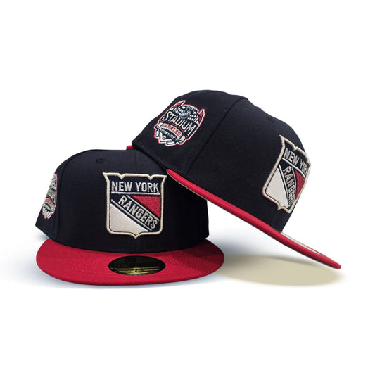 Navy Blue New York Rangers Red Visor Gray Bottom 2011 Stadium Series New York Side Patch New Era 59Fifty Fitted