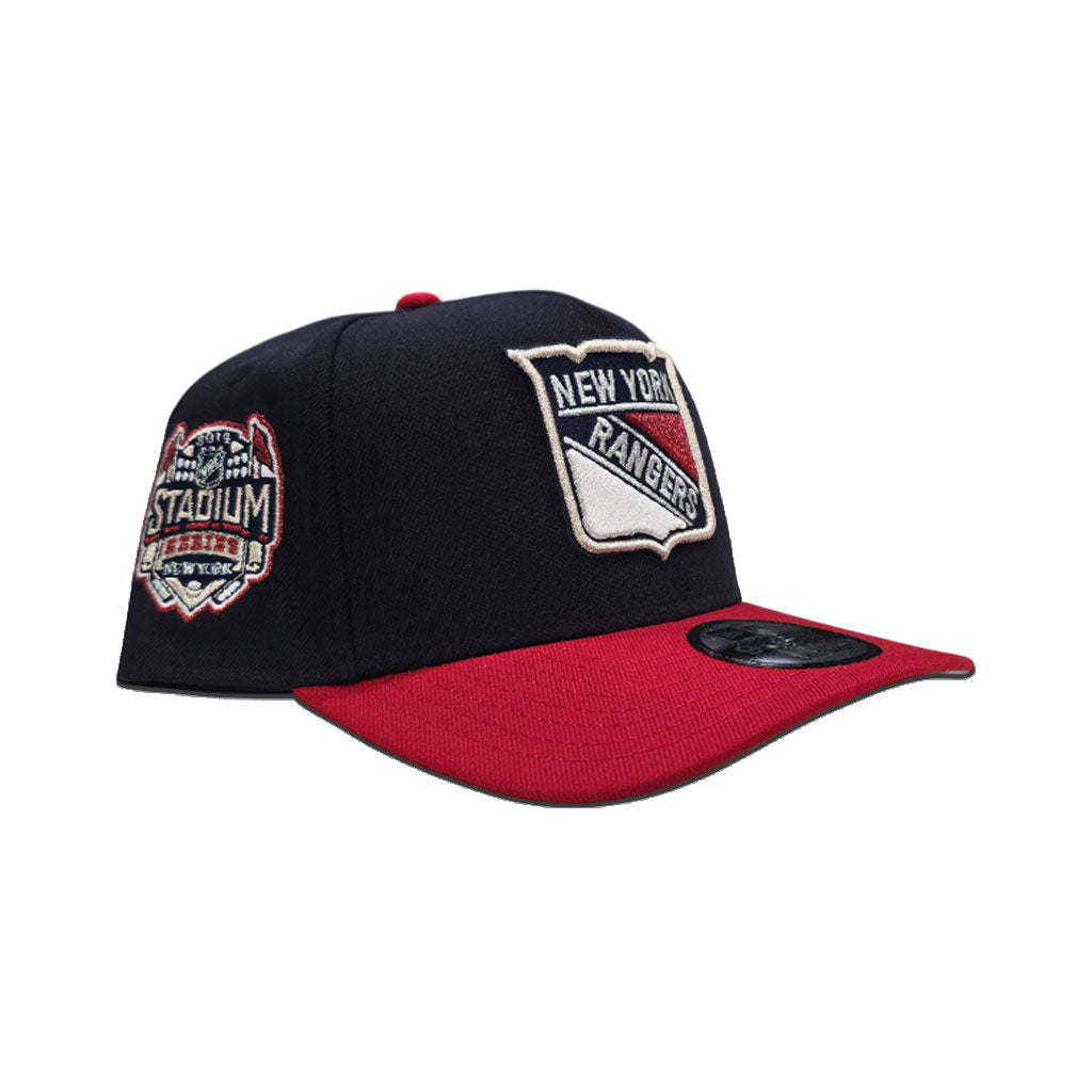 Navy Blue New York Rangers Red Visor Gray Bottom 2014 Stadium Series Side Patch New Era Curved Brim A-Frame 9Fifty Snapback