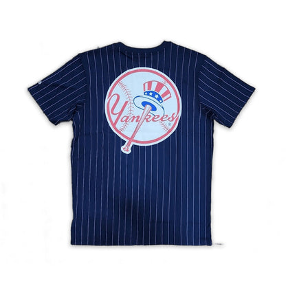 Navy Blue New York Yankees Gray Pinstripe New Era Short Sleeve T-shirt