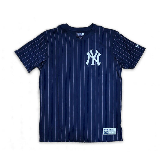 Navy Blue New York Yankees Gray Pinstripe New Era Short Sleeve T-shirt