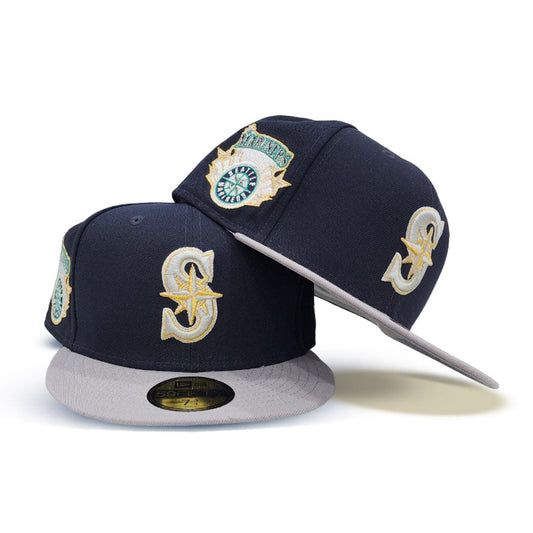 Navy Blue Seattle Mariners Gray Visor Gray Bottom Gameday Gold Pop Stars Side Patch New Era 59Fifty Fitted