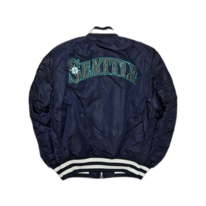 Navy Blue Seattle Mariners Alpha Industries X New Era Reversivble MA-1 Bomber Jacket