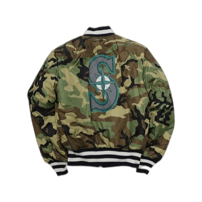 Navy Blue Seattle Mariners Alpha Industries X New Era Reversivble MA-1 Bomber Jacket