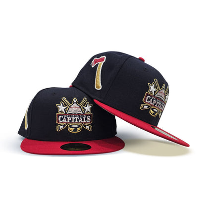 Navy Blue Washington Capitals Red Visor Gray Bottom Axe Side Patch New Era 59Fifty Fitted