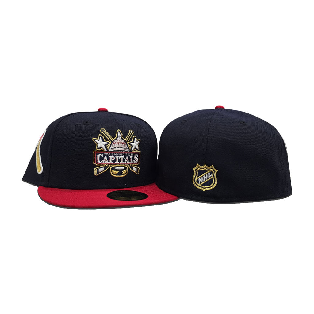 Navy Blue Washington Capitals Red Visor Gray Bottom Axe Side Patch New Era 59Fifty Fitted