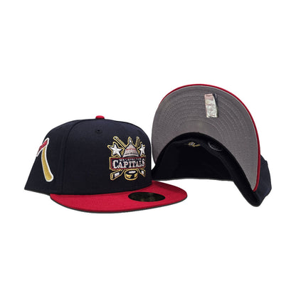 Navy Blue Washington Capitals Red Visor Gray Bottom Axe Side Patch New Era 59Fifty Fitted