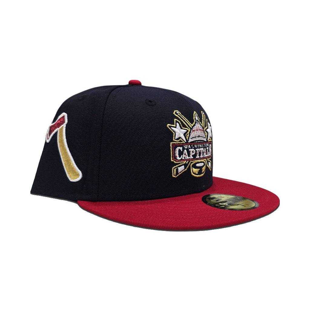 Navy Blue Washington Capitals Red Visor Gray Bottom Axe Side Patch New Era 59Fifty Fitted