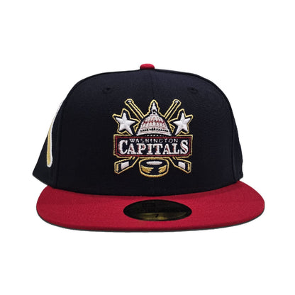 Navy Blue Washington Capitals Red Visor Gray Bottom Axe Side Patch New Era 59Fifty Fitted