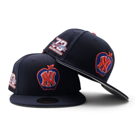 Navy Blue New York Knicks Apple Logo Gray Bottom 1973 Always Knicks New York Forever Side Patch New Era 59Fifty Fitted